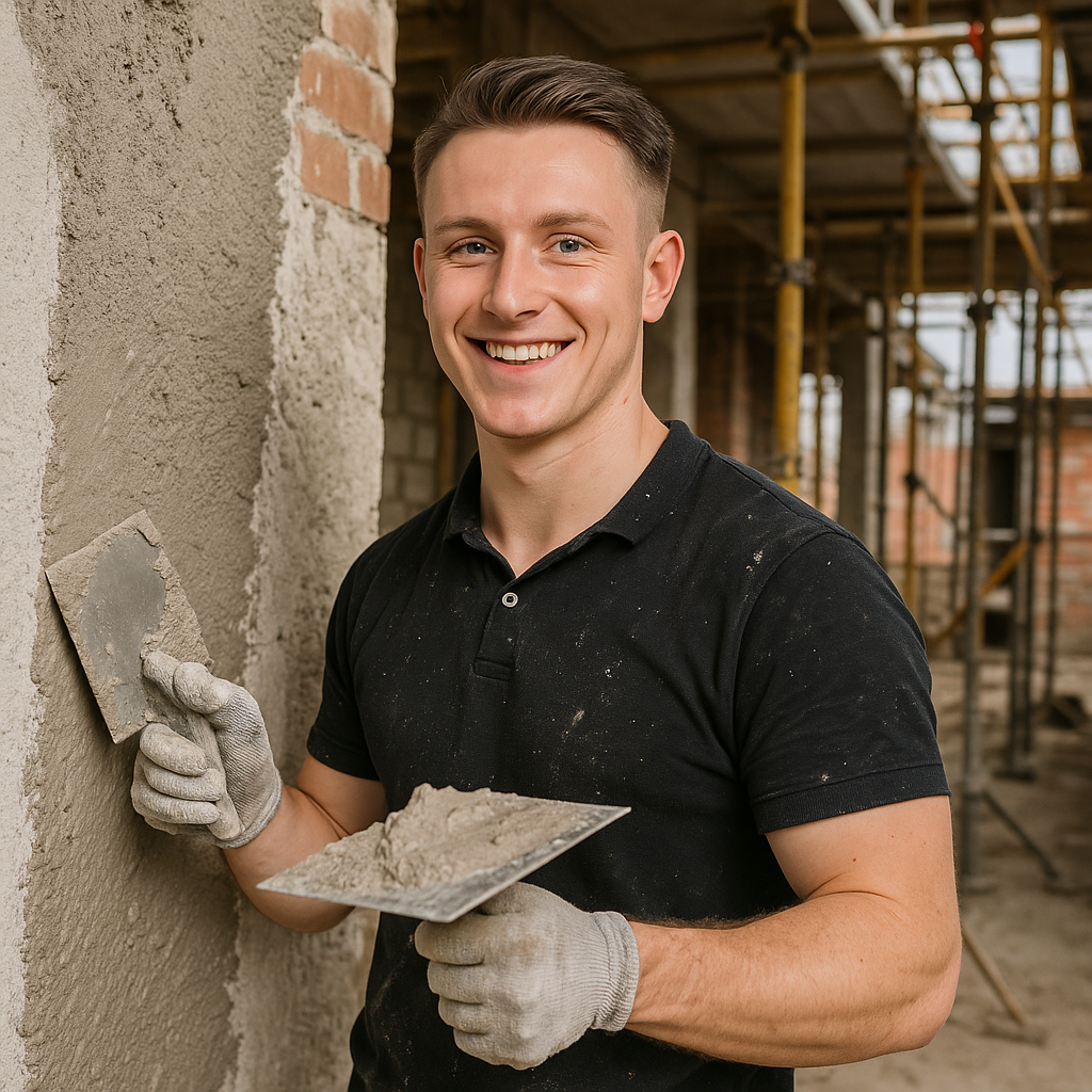 Gipsarbeiten an der Wand